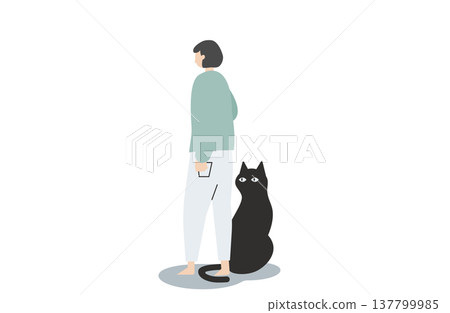 一隻黑貓用尾巴纏住了我的腳。 137799985