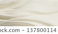 Natural cream white beige linen fabric texture with soft folds background with copy space 3D render 137800114