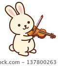 可愛的兔子拉小提琴插圖 | 適合兒童（幼兒園、學前班、小學） 137800263