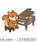 可愛的松鼠彈鋼琴插圖 | 適合兒童（幼兒園、學前班、小學） 137800267