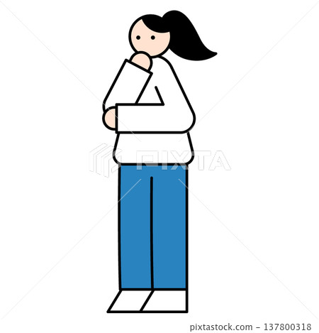 思維的女性插圖 137800318