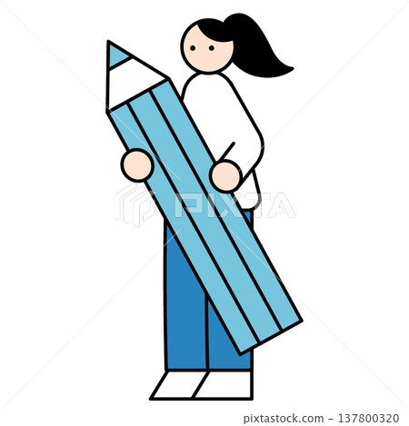 一位手持鉛筆的女子的插圖 一位手持鉛筆的女子的插圖 137800320