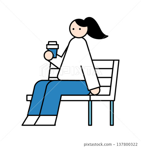 一個女人在長凳上休息 137800322