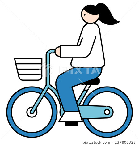 一幅女子騎自行車的插圖 137800325