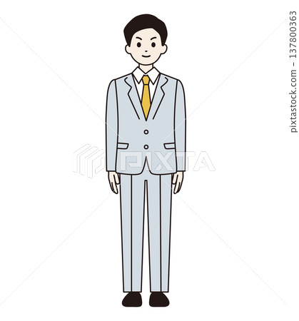 一名身穿西裝的男子站直(全身像) 一名身穿西裝的男子站直(全身像) 137800363