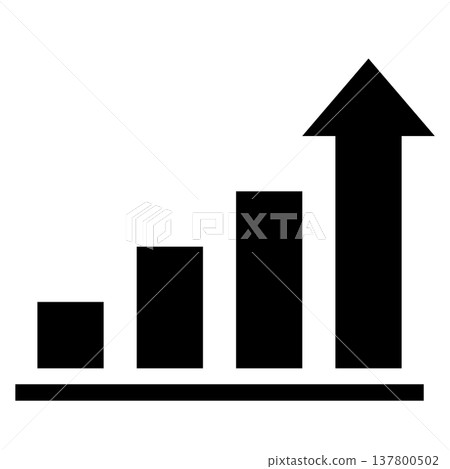 A bar graph and a business icon with a vertical upward arrow (rapid growth, potential, success, monochrome, silhouette) A bar graph and a business icon with a vertical upward arrow (rapid growth, potential, success, monochrome, silhouette) 137800502