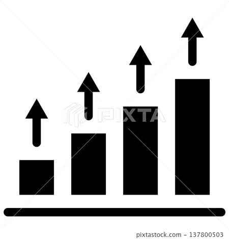 Business icons with bar graphs and upward-pointing arrows (growth, performance, potential, monochrome, silhouette) Business icons with bar graphs and upward-pointing arrows (growth, performance, potential, monochrome, silhouette) 137800503