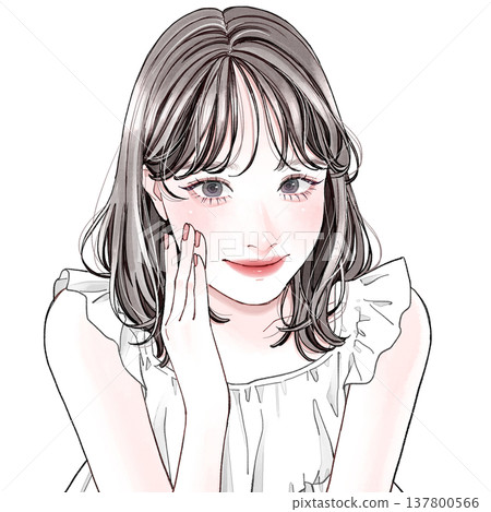 一個女人撫摸臉頰 一個女人撫摸臉頰 137800566