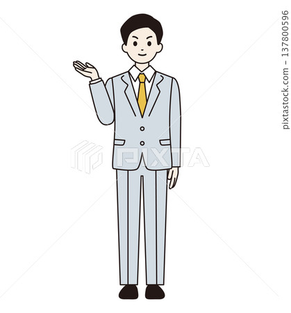 A man in a suit giving directions (full body) 137800596