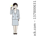 A woman in a suit explaining the points (full body) 137800631