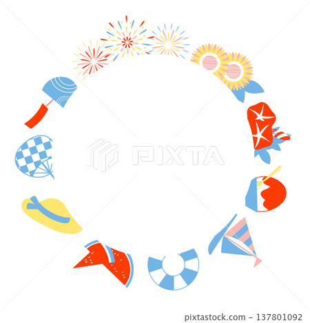 使用夏季圖案的邊框插圖素材 137801092