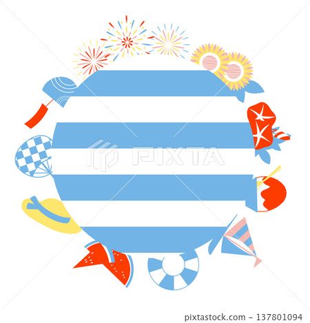 Frame illustration materials using summer motifs 137801094