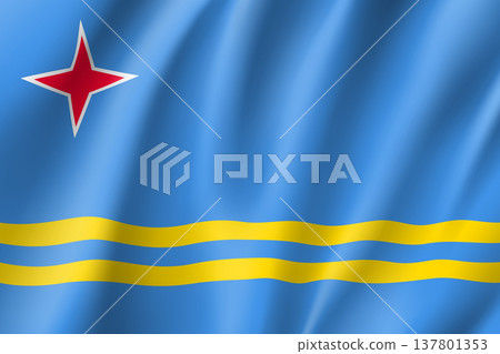 Waving national flag of Aruba island in Caribbean sea. Patriotic symbol in official country colors. Illustration of Caribbean state flag. Vector icon Waving national flag of Aruba island in Caribbean sea. Patriotic symbol in official country colors. Illustration of Caribbean state flag. Vector icon 137801353