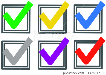 Simple double colorful checkbox set Simple double colorful checkbox set 137801719
