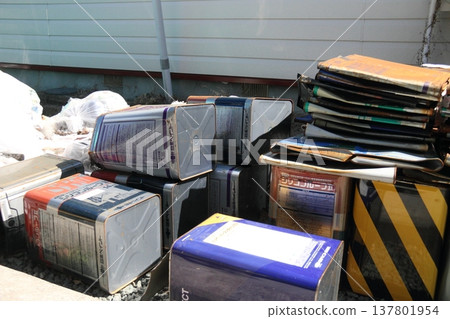 Discarded waste; an image illustrating industrial waste disposal. 137801954