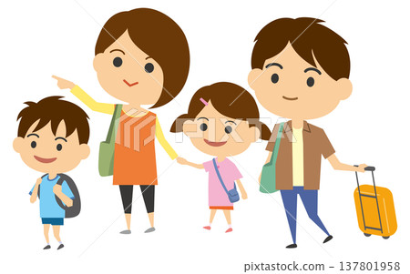 An illustration depicting a family going on a trip. 137801958