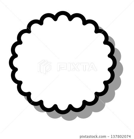 Scalloped circular border frame with drop shadow 137802074