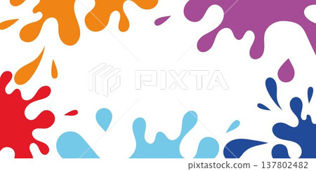 Colorful paint splashes abstract background with liquid drops and ink blots creative design element bright fluid stains frame composition for art poster banner decoration Colorful paint splashes abstract background with liquid drops and ink blots creative design element bright fluid stains frame composition for art poster banner decoration 137802482