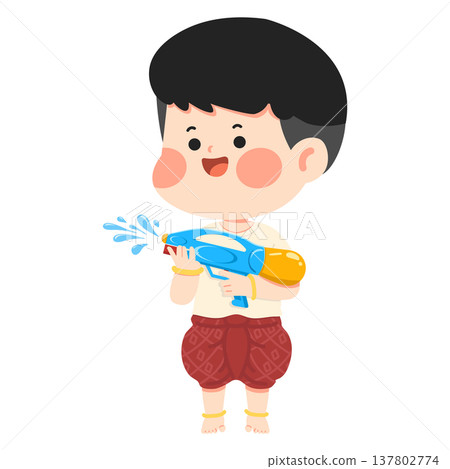 Child Playing Water Songkran Festival Celebration Child Playing Water Songkran Festival Celebration 137802774