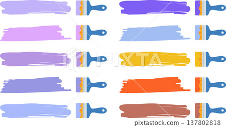 Paintbrush color scheme pattern set: Flat vector material of colorful paint strokes Paintbrush color scheme pattern set: Flat vector material of colorful paint strokes 137802818
