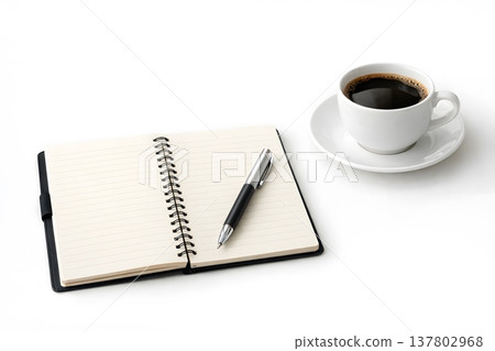 Coffee and notes on a white background 137802968