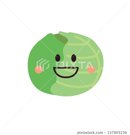 可愛的捲心菜角色插圖 可愛的捲心菜角色插圖 137803236
