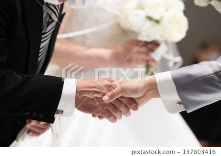 新娘和新郎在婚禮大廳處女路牽手的材料 137803416
