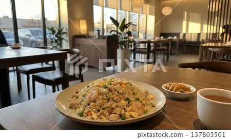 Chinese Fried Rice Plate In Modern Asian Restaurant Chinese Fried Rice Plate In Modern Asian Restaurant 137803501