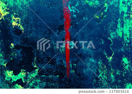 Blue Grunge Concrete Wall with Red Spray Paint Line and Green Texture Blue Grunge Concrete Wall with Red Spray Paint Line and Green Texture 137803818