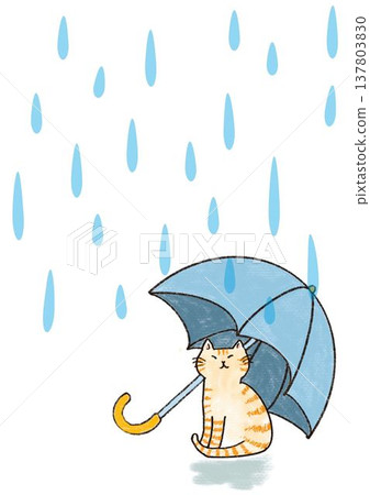 Cat holding an umbrella 137803830