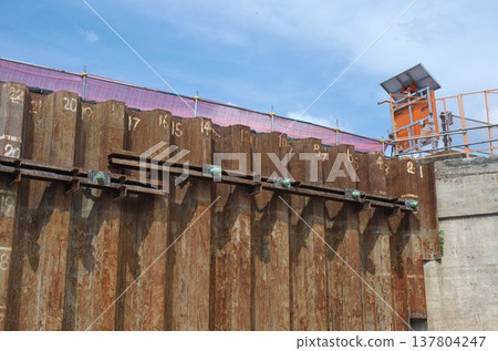 Anchor-type earth retention work (civil engineering work) Anchor-type earth retention work (civil engineering work) 137804247