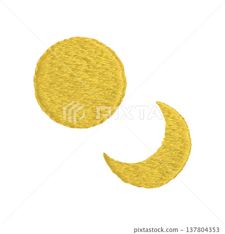 [Full Moon and Crescent Moon] Hand Embroidery Illustration Material 137804353