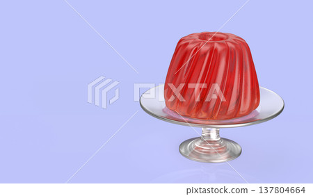 Red jelly on glass cake stand 137804664