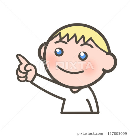 A white boy pointing his finger A white boy pointing his finger 137805099