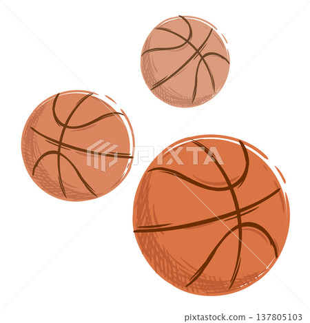 basketballs flat illustration sketch hand drawn 137805103