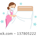 Female caregiver changing sheets, nurse, caregiver 137805222