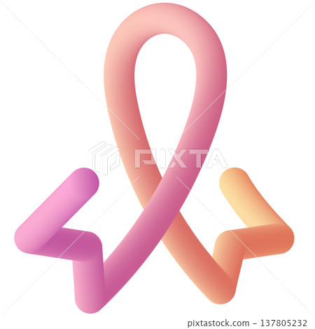 cancer awareness ribbon fluid 3d hand drawn 137805232