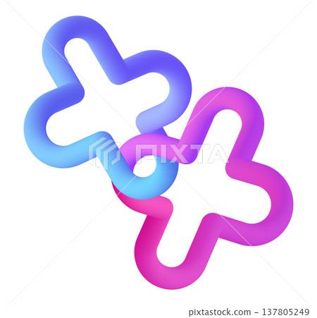 plus symbols intertwined 3d fluid line icon 137805249