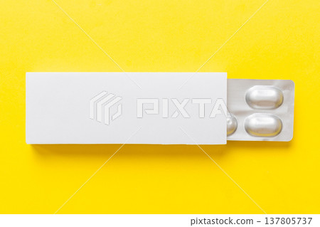 Blank White Product Package Box Mock-up. Open blank medicine drug box with blister top view Blank White Product Package Box Mock-up. Open blank medicine drug box with blister top view 137805737
