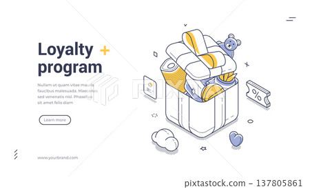 Loyalty Program Rewards Gift Isometric Vector Illustration Banner Template Design 137805861