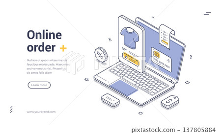 Online Order And Shopping Isometric Vector Illustration For Web Banner And Template Online Order And Shopping Isometric Vector Illustration For Web Banner And Template 137805884