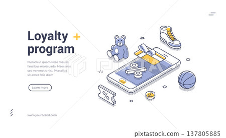 Loyalty Program Bonus Gift Reward Isometric Vector Illustration Banner Web Template 137805885