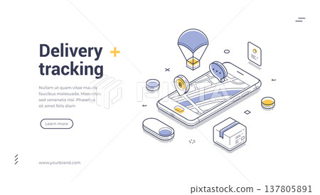 Online Order Tracking And Delivery Service Isometric Vector Illustration Banner Template Online Order Tracking And Delivery Service Isometric Vector Illustration Banner Template 137805891