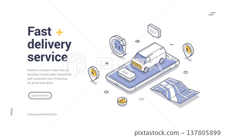 Express Delivery Service And Gps Navigation Isometric Vector Illustration Banner Template Express Delivery Service And Gps Navigation Isometric Vector Illustration Banner Template 137805899