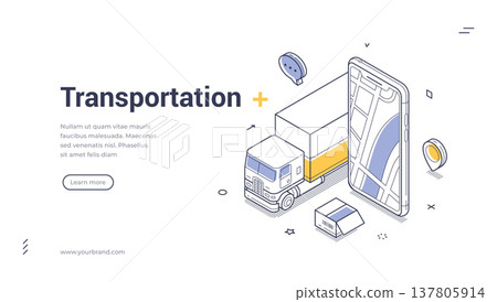 Transportation And Logistics Tracking Isometric Vector Illustration Banner Web Template Transportation And Logistics Tracking Isometric Vector Illustration Banner Web Template 137805914