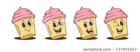 Playful Cupcake Emotions Set Sweet Food Cartoon Character Vector Illustration Playful Cupcake Emotions Set Sweet Food Cartoon Character Vector Illustration 137805927