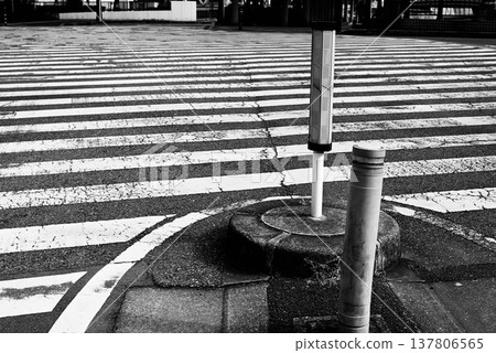 Monochrome image of a pedestrian crossing Monochrome image of a pedestrian crossing 137806565