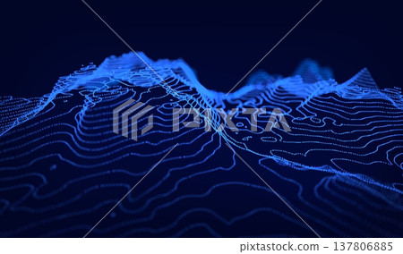 Abstract cyber ai background digital design with wireframe landscape grid line. 3D mountain and futuristic technology topographic big data concept. Abstract cyber ai background digital design with wireframe landscape grid line. 3D mountain and futuristic technology topographic big data concept. 137806885