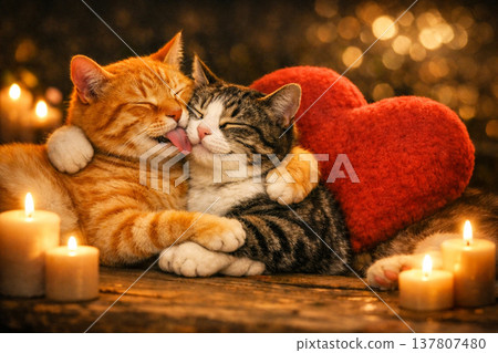 一對恩愛的貓咪夫婦 137807480