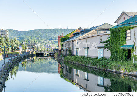 Otaru City, Hokkaido: A popular tourist destination in Hokkaido - Scenery of the Otaru Canal in early summer. Otaru City, Hokkaido: A popular tourist destination in Hokkaido - Scenery of the Otaru Canal in early summer. 137807863